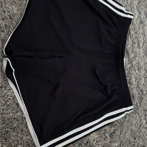 Adidas Black Athletic Shorts with Three-Stripe Design